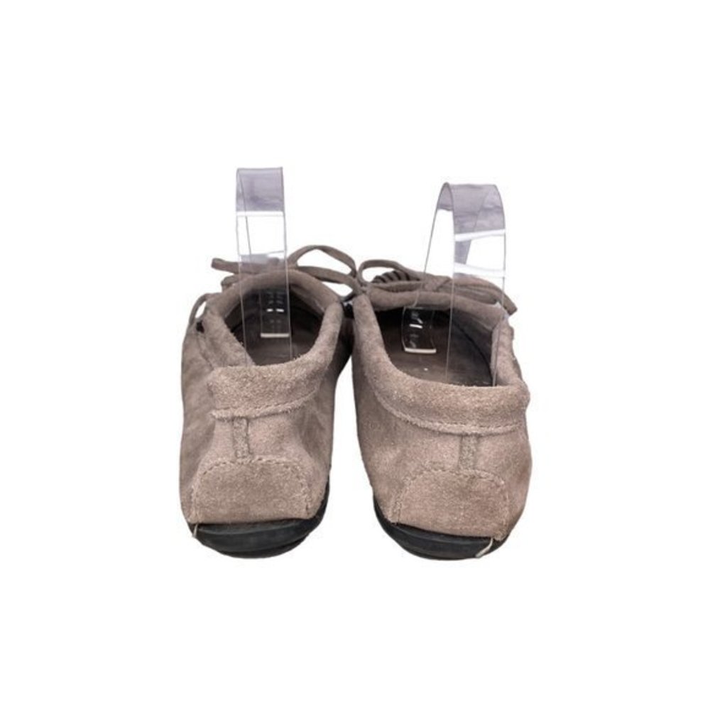 Minnetonka Women's 8 Kilty Hardsole Gray Suede Leather Fringe Moccasins Loafers - Picture 3 of 7